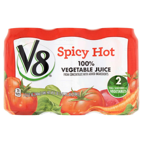 V8 100% 11.5oz (Pack 18) Spicy Hot Vegetable Juice