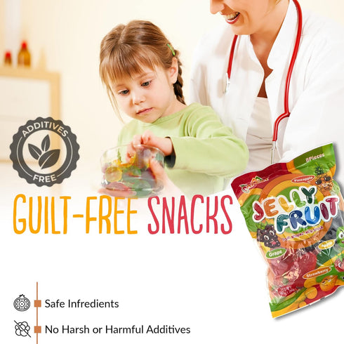 APEXY 46.9oz (1330g) Jelly Fruit Candy Assorted Fruit Flavors, Halloween Treat Juicy Chewy Gel Snacks, Kids & Adults