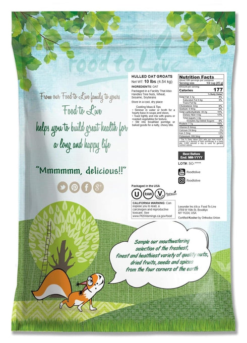 10 Whole Grain Oat Groats, Pounds Oat Berries in Bulk. Kosher Hulless Seeds, Rich in Protein, Soluble Fiber. Suited