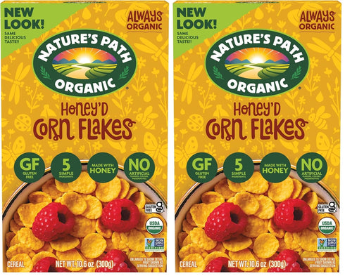 Nature's Path Organic Gluten Free Honey'd Corn Flakes Cereal, 10.6 Ounce, Non-GMO,