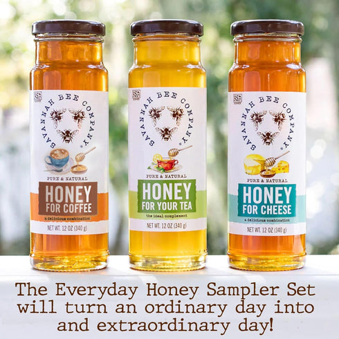 Set 3 Oz Set 3 Set Savannah Bee Everyday Honey Sampler - Sampler in Bottles - Honey for Coffee, Tea, and Cheese Boards