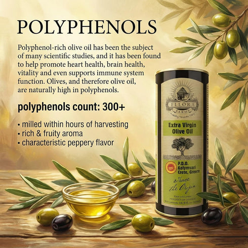 16.9 Oz Ellora Farms, Certified Extra Virgin Olive Oil, Single Estate PDO Crete, Traceable Greek EVOO Greece, High