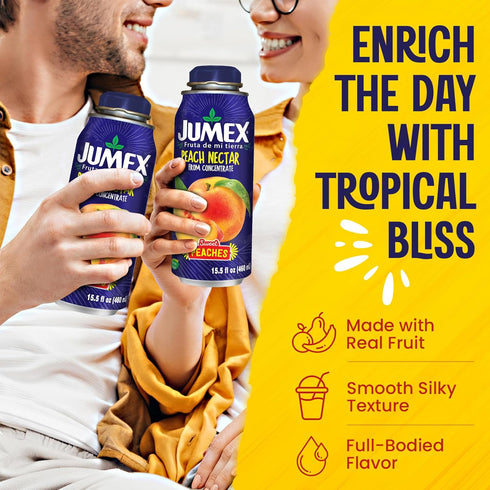 15.5oz, 12 Pack Jumex Peach Nectar Lata Botella - Made with Fresh Fruit Puree & Peach Juice Concentrate for Fruit