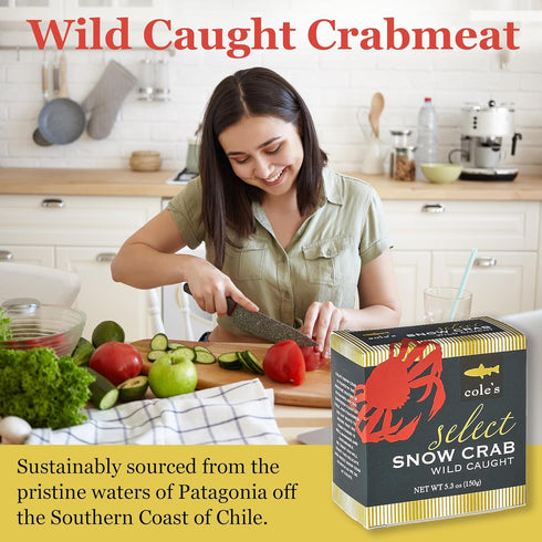 5.3 oz 3 pack Coles Patagonian Wild-Caught Snow Crab Meat | Tender Lump Crab Meat | Good Source of Protein