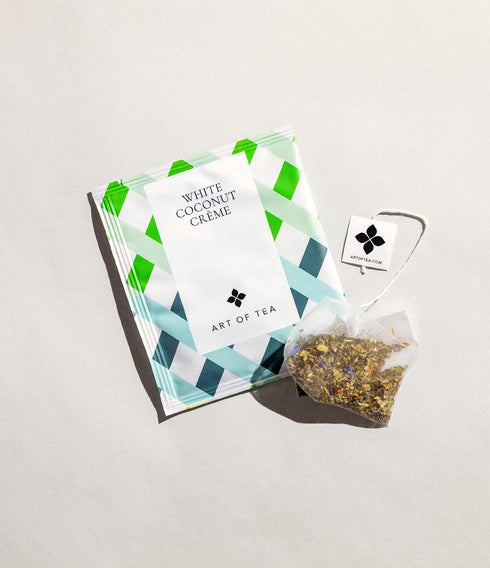 50 Count Art of Tea | White Coconut Crme Tea | Pyramid Tea Bag Sachets