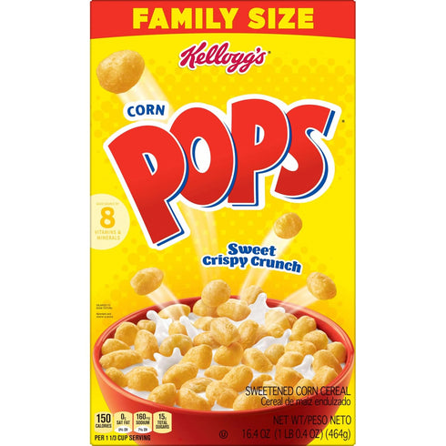 Kellogg's 16.4oz (1 Corn Pops Breakfast Cereal, Kids Cereal, Family Breakfast, Family Size, Original, Box Box)