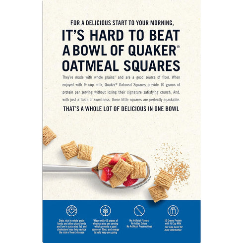 21oz Quaker Oatmeal Squares Breakfast Cereal, Brown Sugar, Family Size Box