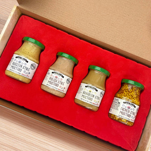 Premium European Mustard Sampler with Bavarian, Polish, Russian, and French Styles, 6.7