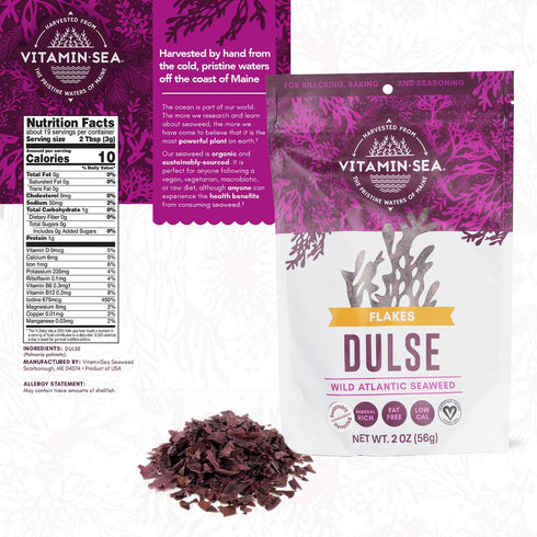 VITAMINSEA Dulse Dried Seaweed | Wild North Atlantic Seaweed for Snacking, Seasoning, Soups & Salads | 2 oz