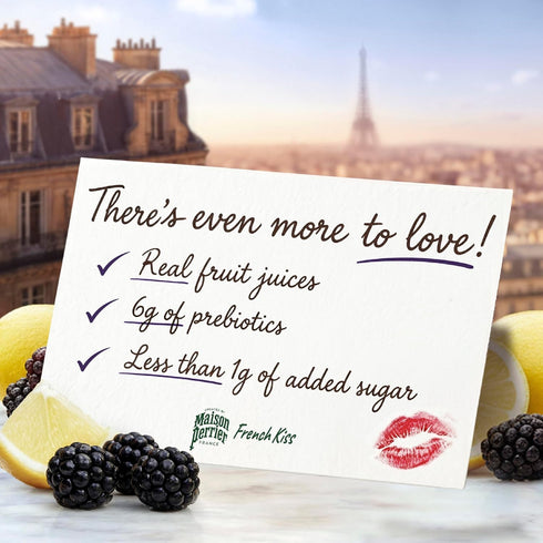 24Pk Maison Perrier French Kiss Sweetened Sparkling Juice Beverage, Blackberry & Lemon Flavors With Real Fruit Juices