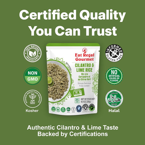 1.5 7 8.8 oz 8.8oz Pack 12 Eat Regal Cilantro & Lime Rice Ready to Eat in Minutes Microwave Pouch, Clean Non-GMO