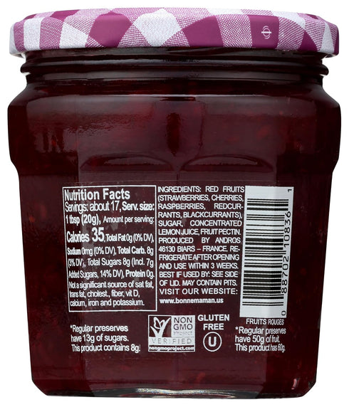 11.8 Bonne Maman, Fruit Spread Red Fruits More Fruit Less Sugar, Ounce