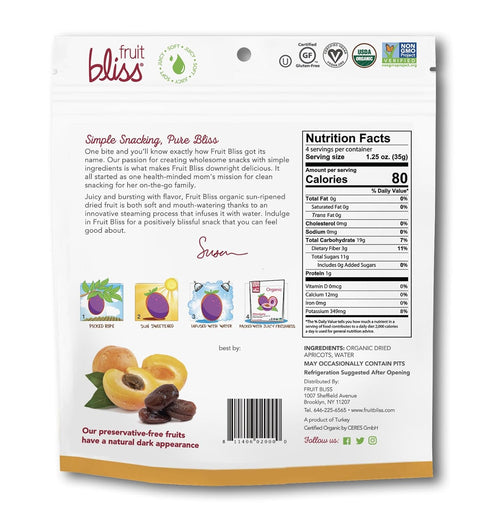 Unsulfured Organic Turkish Apricots, Dried Fruit Snacks, 1 Pack - 5 oz each