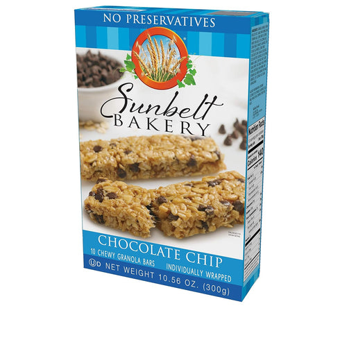10 (8) Sunbelt Bakery Chocolate Chip Chewy Granola Bars, Bars In Each Box, No Preservatives