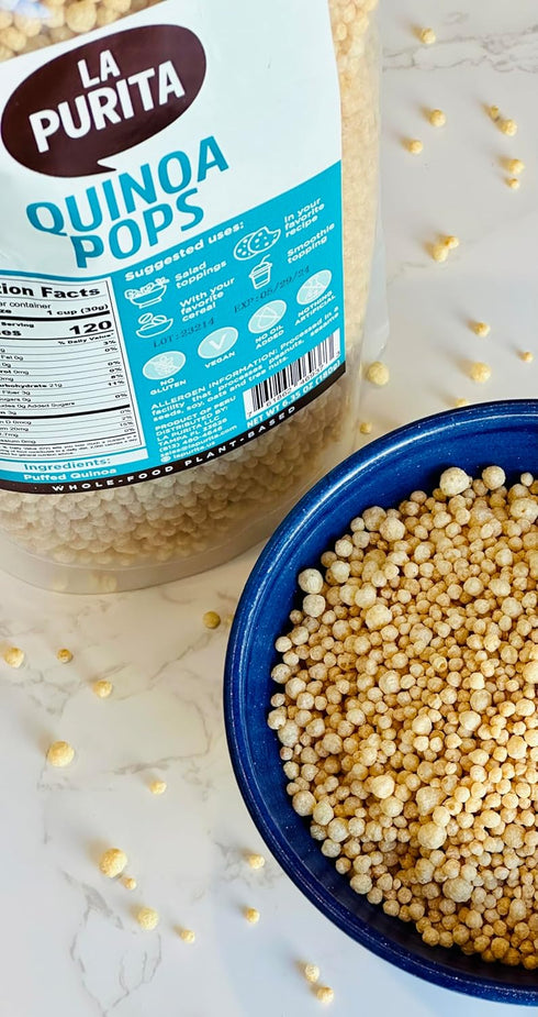 6.35 oz (Pack 1), La Purita Puffed Quinoa Pops Healthy Protein Cereal, Gluten-Free, Sugar-Free, Vegan Superfood
