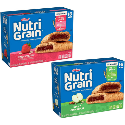 10g Pack (3 48 Count) Nutri-Grain Breakfast Bars, Made with Whole Grains, Snack Bars, Variety Boxes