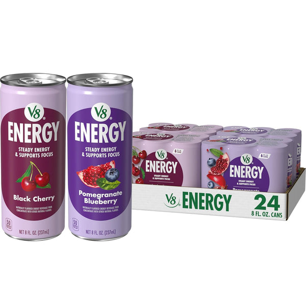 V8 Energy Black Cherry and Pomegranate Blueberry Energy Drinks, 8 fl oz
