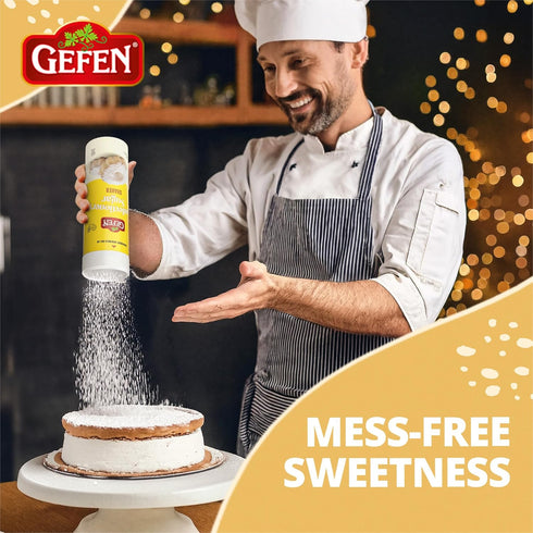 8.8oz Gefen Confectioners Sugar Shaker, | Powdered Sugar Duster | Corn Free | Gluten Free | Premium Confection Sugar |
