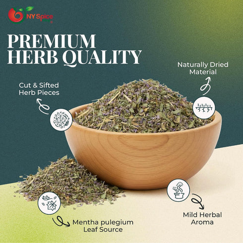 (48 (Pack 1)) NY Spice Shop Pennyroyal Herb - Cut and Sifted Leaves - Dried Mentha Pulegium Leaffor Culinary and Herbal