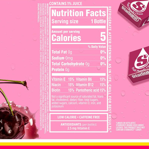 17 oz (Pack 12) Sparkling Ice STARBURST Fruit Punch, Zero Sugar Flavored Sparkling Water, with Vitamins