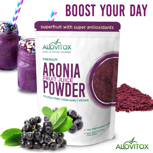 Immune 16 oz Alovitox Aronia Berry Powder | Antioxidant-Dense Juice Superfood with Dietary Fiber, Vitamins, Calcium
