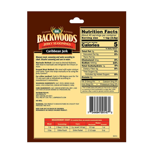 5 4.2 Packet Packet LEM Products Backwoods Caribbean Jerk Jerky Seasoning, Ideal for Wild Game and Domestic Meat