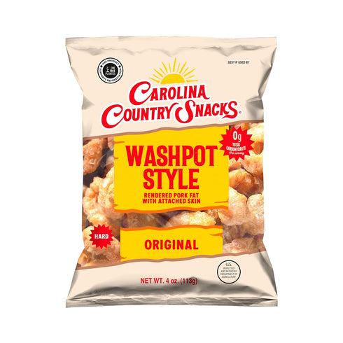 Country 4 oz, 6 Carolina Snacks - Wash Pot Style Pork Skins, Original - Bags | Traditional Southern Flavor Crispy