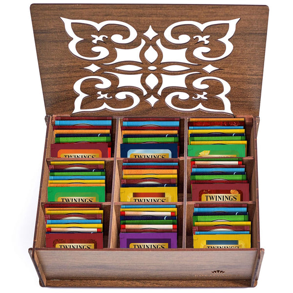 Twinings Tea Bag Sampler Variety with Walnut Wooden Organizer (60 Count) 40