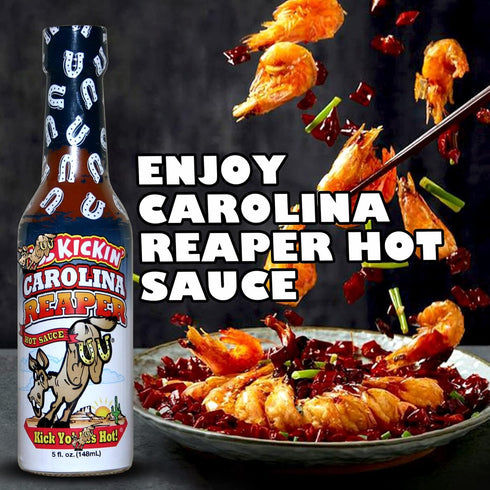KICKIN' Carolina Reaper Hot Sauce, 5 oz, Premium Gourmet for Chicken Wings and Breakfast Burritos