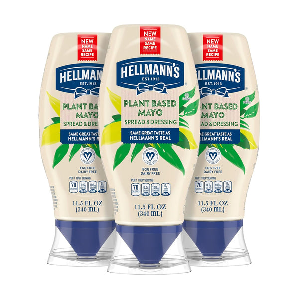 HELLMANN'S Vegan Dressing and Spread Vegan 3 Ct for a Rich, Creamy Plant-Based