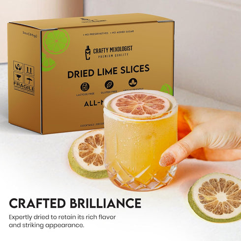 3oz/85gm 23 37 Dried Lime Slices to Pcs, Citrus Dehydrated Fruit For Cocktails, Limes For Cocktail and Decor, Cocktail