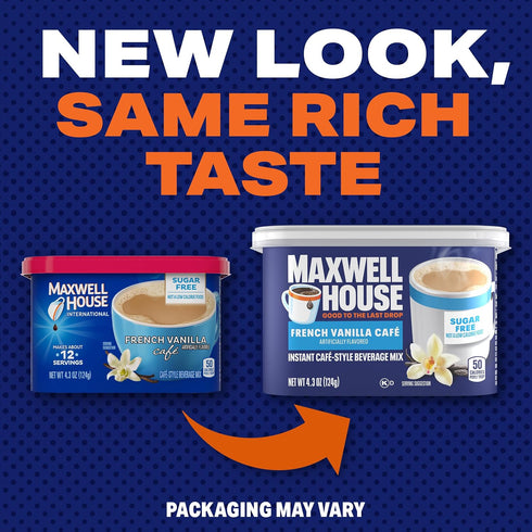 4.3 oz. (Pack 2) Maxwell House International Sugar-Free French Vanilla Instant Coffee Beverage Mix