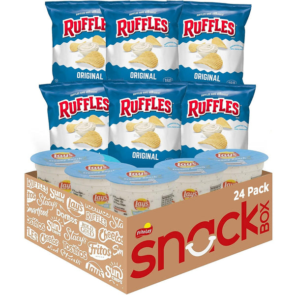 Frito Lay Ruffles Chips and Lay's Ranch Dip Cups Variety Pack, (Pack
