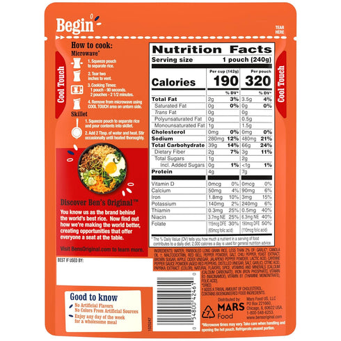 8.5 oz BEN'S ORIGINAL Ready Rice Chili Garlic Flavored Rice, Easy Dinner Side, Pouch
