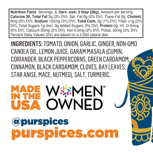 6oz PUR Spices Masala Paste for Indian Cooking | Base Sauce or Marinade for Curry or Rice Dishes | Garam Masala | Plant