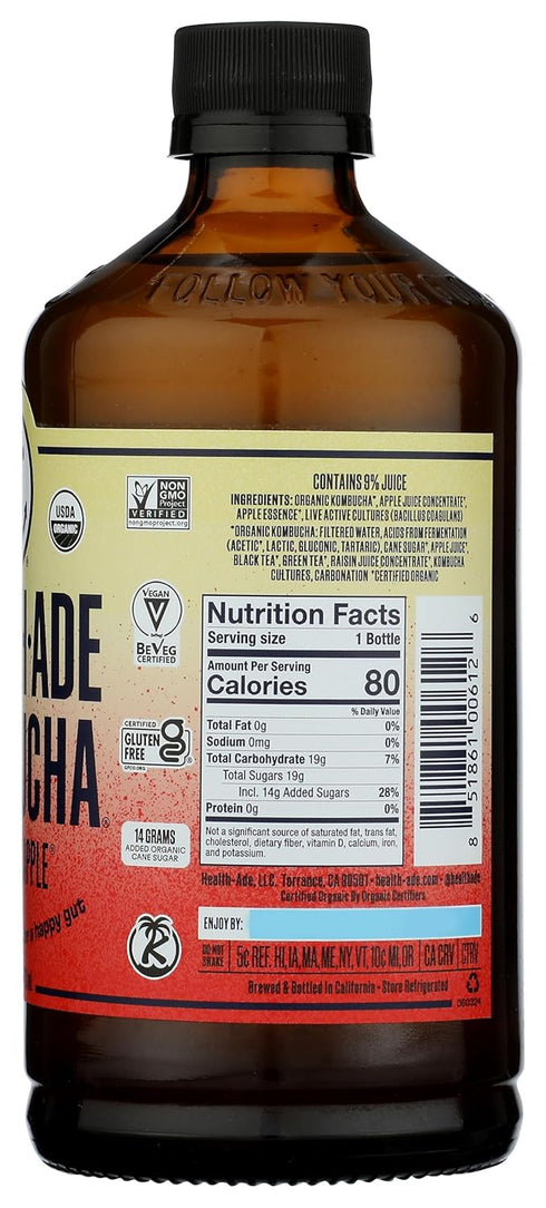 16Fz 16 Oz Health Ade, Kombucha Apple Pink Lady Organic, Fl