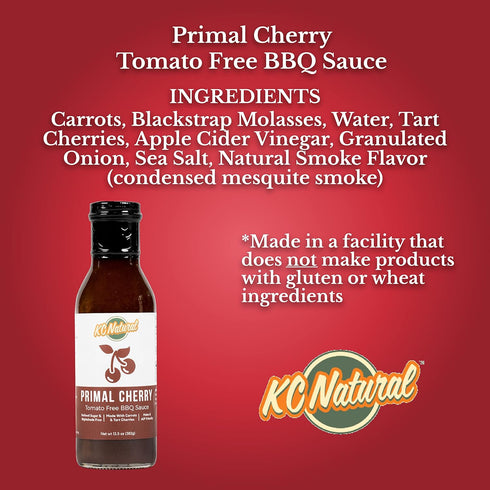 KC Natural Paleo AIP Barbecue Sauce, Primal Cherry, 14 oz, 1 Pack
