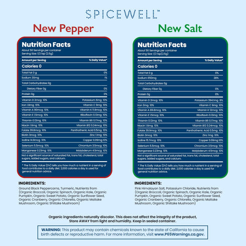 Spicewell New Salt and Pepper Pouch Duo | Reduced Sodium Himalayan Pink Salt + The Tastiest and Warmest Black Pepper