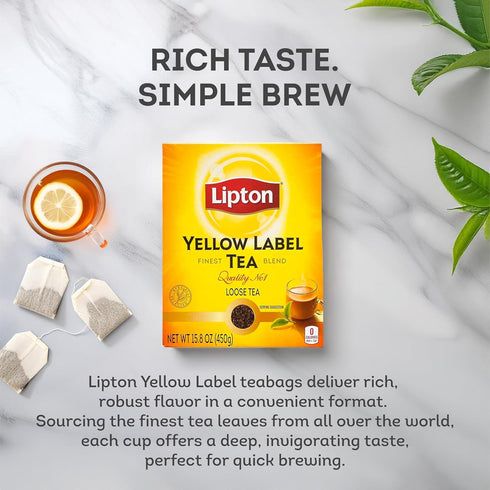 450 (Pack 2) Lipton Yellow Label Finest Blend | Premium Black Tea | Indian Chai | Compatible for Milk | Grams