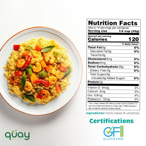 2 lb Quay Naturals Fonio Grain, - Superfood Grain - Substitute & Alternative for Couscous, Quinoa & Rice - Gluten Free