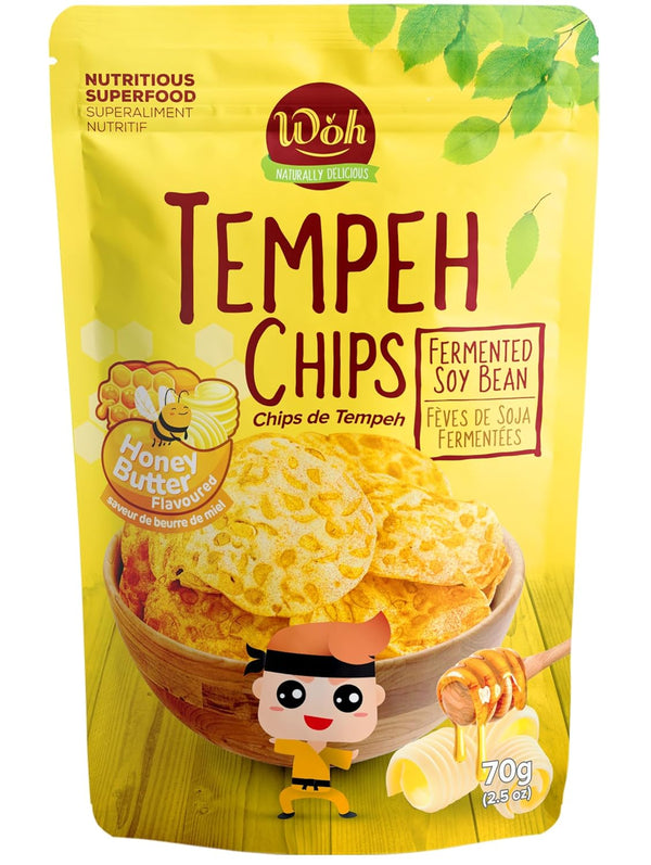 Woh Tempeh Chips Fermented Soy Bean Honey Butter (Pack of 2)
