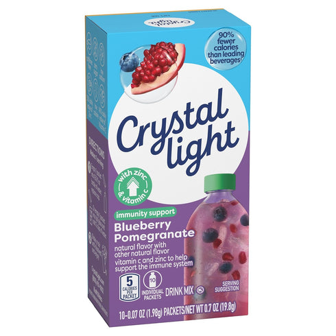 Immunity .07 oz Packets, 10 Crystal Light Support Blueberry Pomegranate naturally flavored with other natural flavor