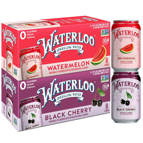 Waterloo Sparkling Water Two-Flavor Pack, 12 Fl Oz Cans, Pack of 16,