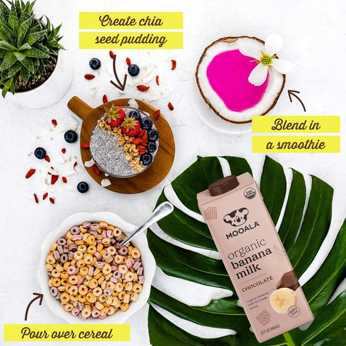 32 oz (Pack 6) Mooala Organic Chocolate Bananamilk, fl of Shelf-Stable, Non-Dairy, Nut-Free, Gluten-Free, Plant-Based