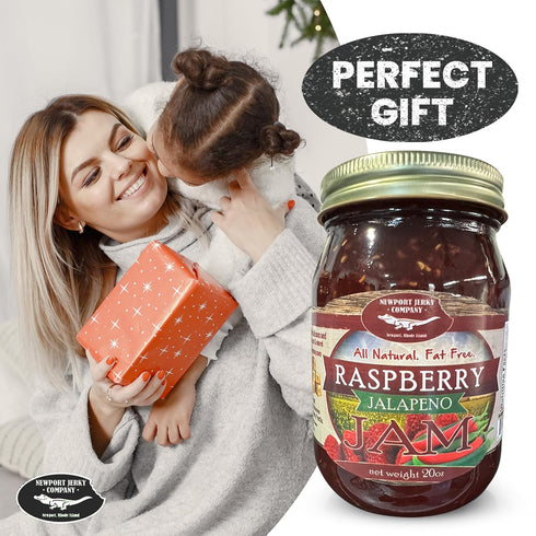 NEWPORT JERKY COMPANY 20 oz All Natural Gourmet Raspberry Jalapeno Jam | Classic Spread for Burgers, Sandwiches, Toast