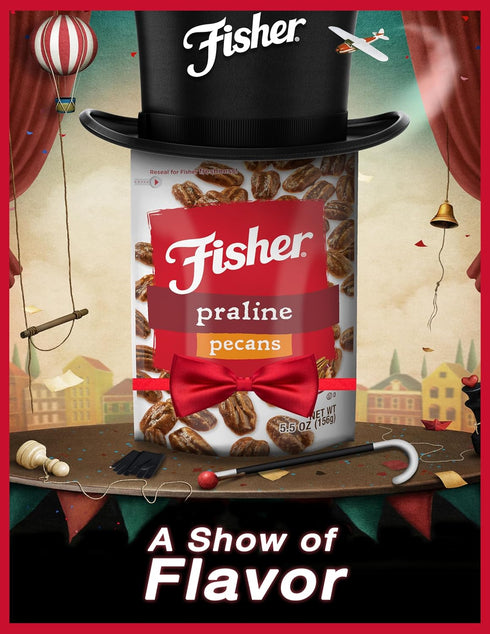 5.5 oz (Pack 1), Mammoth Fisher Snack Praline Pecans, of Resealable Pouch, Candied Pecans, Perfect for Gifting