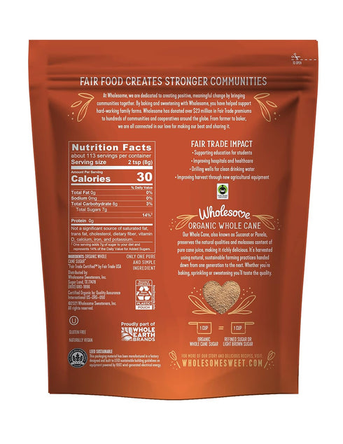 32-Ounce (Pack 2) Wholesome Sweeteners Organic Sucanat Panela Whole Cane Sugar, Fair Trade, Non-GMO Project Verified