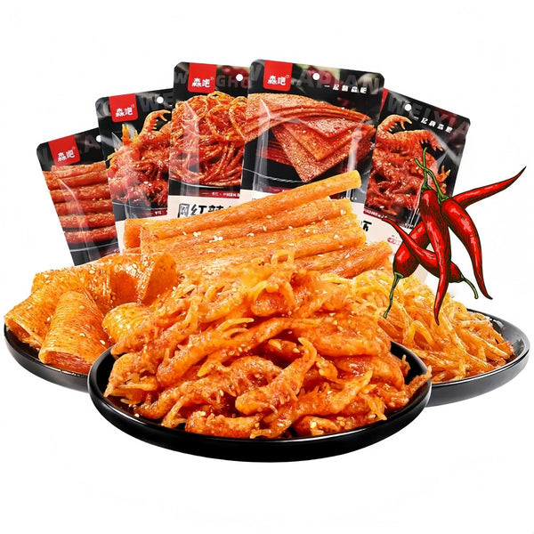QIXINLIZYY Latiao Spicy Strips, 5 Packs Spicy Sweet Gluten Latiao, Chinese Spicy Casual