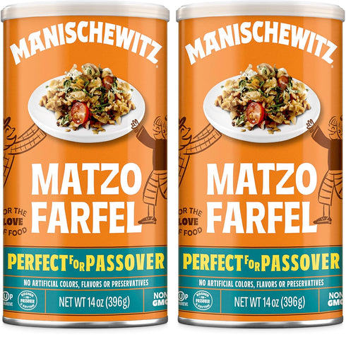 Manischewitz Matzo Farfel, 14oz (2 Pack) Resealable Canister, Sodium Free, No Artificial