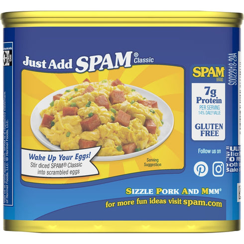 25% 12 oz 12 Pack SPAM Less Sodium Canned Meats, Cans